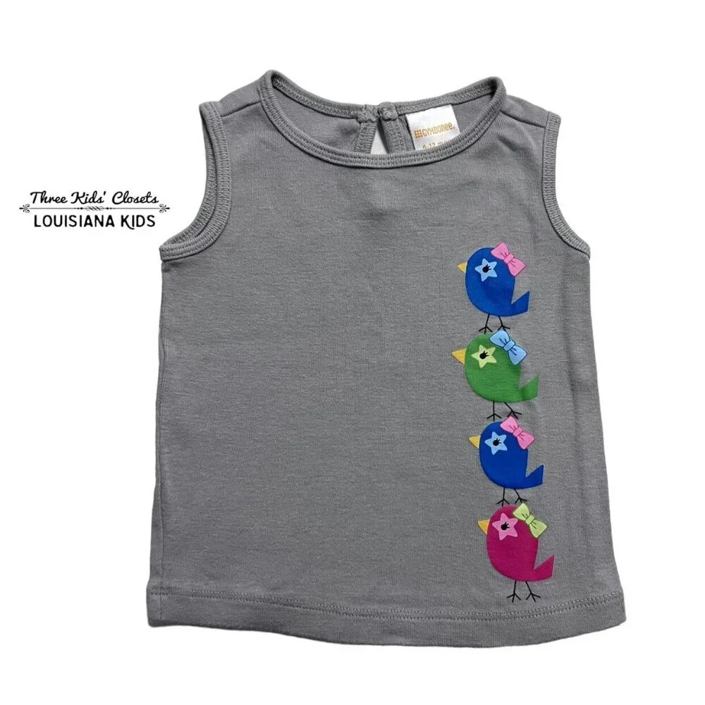Gymboree 6-12m Grey Bird Tank Top
